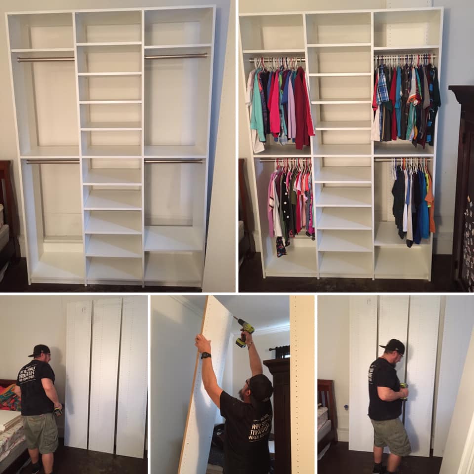Assemble and installed a custom built closet organizer for kids room.