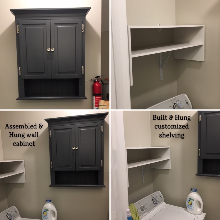Assembled & Hung Cabinet and Installed Custom Shelving