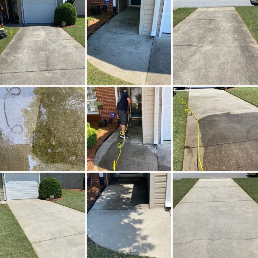 Pressure Washed Walkway and Driveway